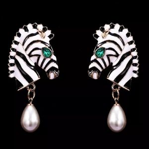 Zebra Head Shaped Statement Drop Earrings